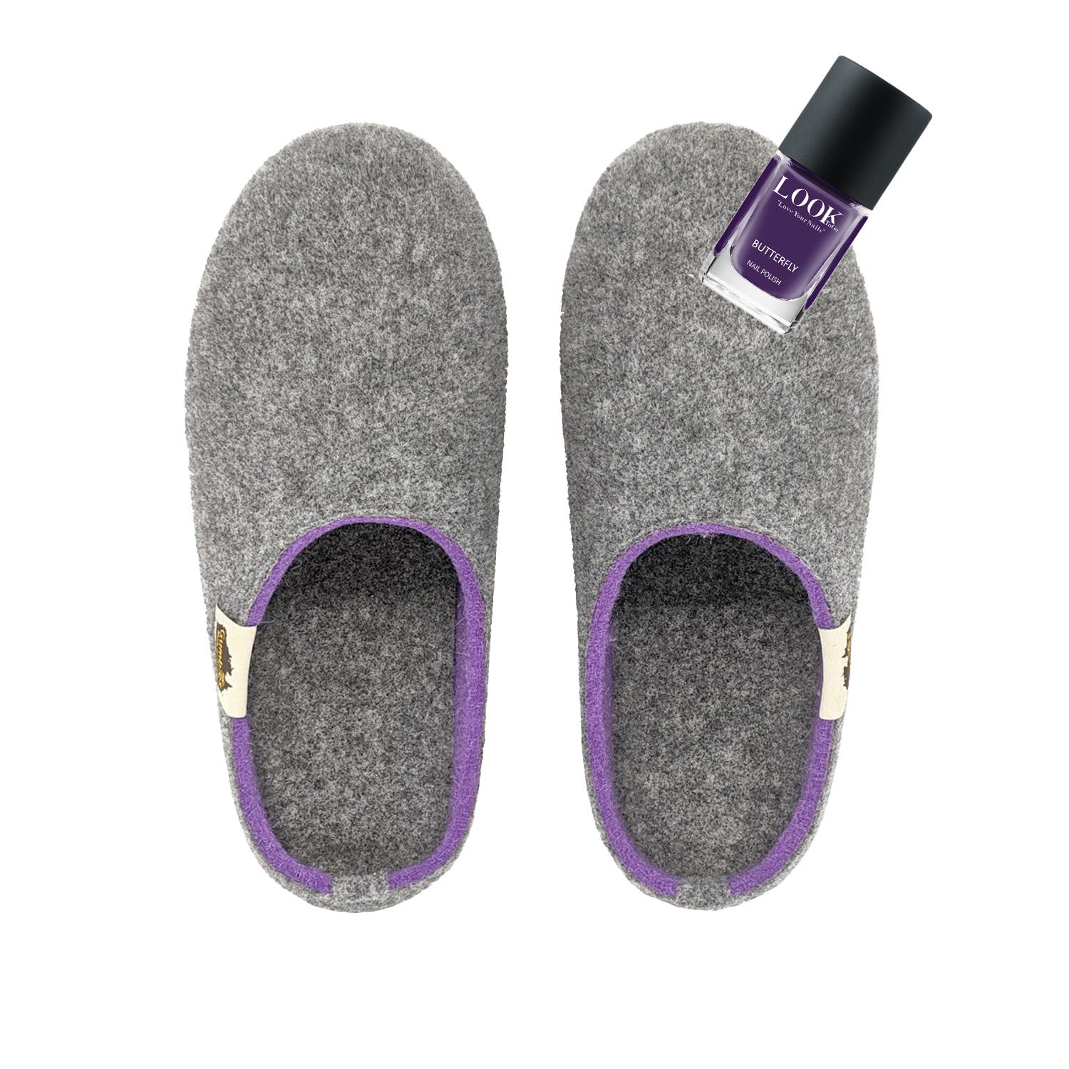 Set Outback Slipper - Grey Lilac mit Nagellack Butterfly